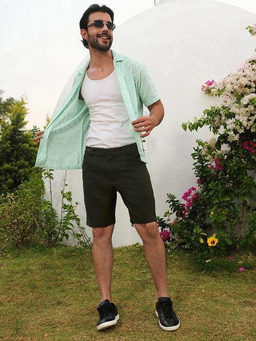 Tailored Poly-Linen Shorts