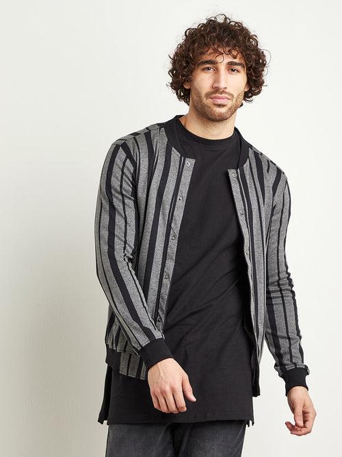 Grey Striped Windcheater Bomber