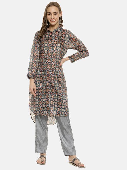 Ikat Print Kurta