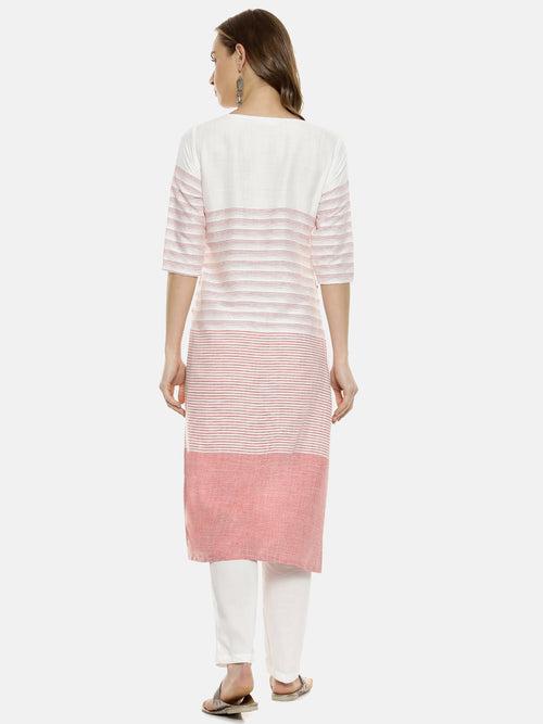 Unbalanced Horizontal Striped Kurta