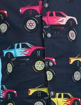 Polka Tots Half Sleeves Jeep print Shirt - Black