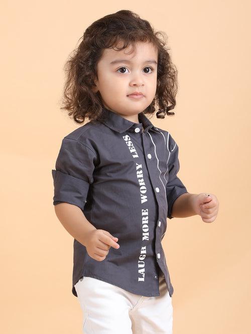 Polka Tots Full Sleeves Shirt - Grey