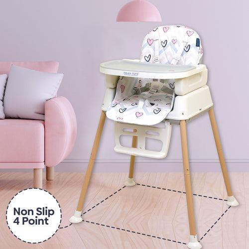Polka Tots Grow & Glide 4 in 1 Convertible Heart Design High Chair - 6 to 36M (Pink)
