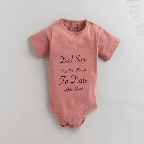 Polka Tots Half Sleeve Dad Says Print Romper Onesie - Pink