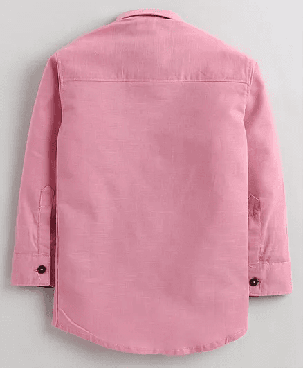 Polka Tots Full Sleeve Dolphin Embroidery Shirt - Pink