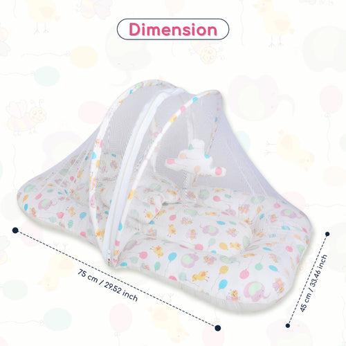 Polka Tots Cotton Baby Bedding Mosquito Net Set with Toys Dangling - Balloon Print Yellow