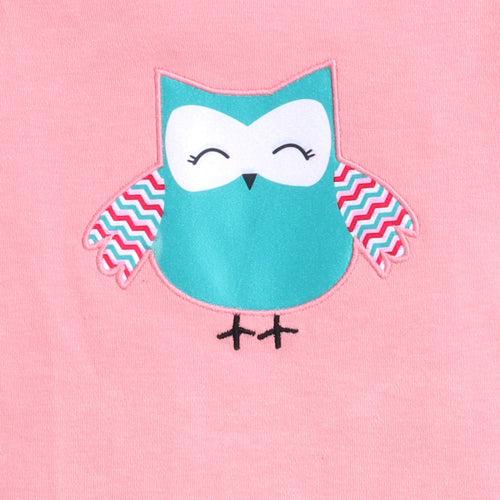 Polka Tots Owl applique Half Sleeve Onesie - Pink