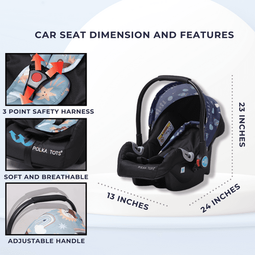 Polka Tots Click Clack Travel System Space Stroller + Car Seat -  Blue
