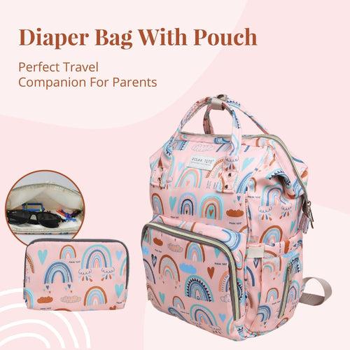 Premium 17+ Pockets Multifuncational  Mother's Diaper Bag with Pouch- Rainbow