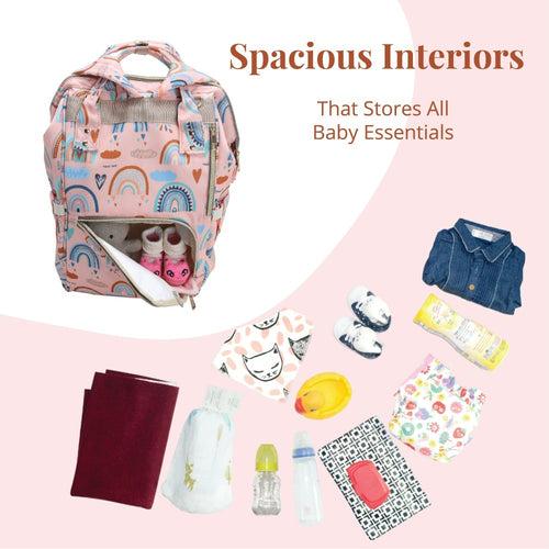 Premium 17+ Pockets Multifuncational  Mother's Diaper Bag with Pouch- Rainbow
