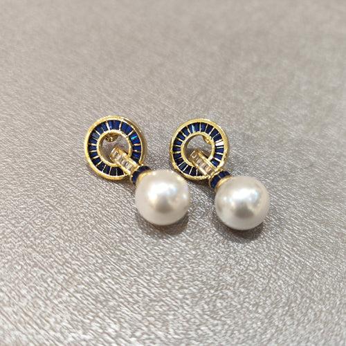 Blue Earrings in Pearl