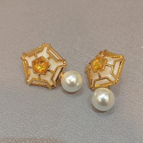 Yellow Mother of Pearl Earrings
