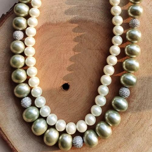 Baroque Pearl Mala in Mint