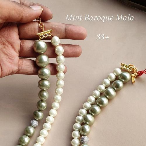 Baroque Pearl Mala in Mint