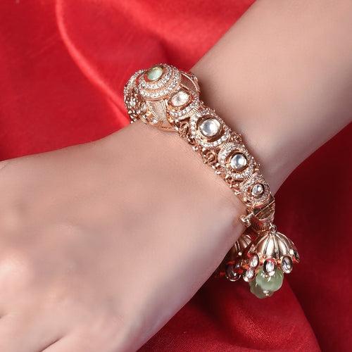 Polki Rose Gold Bracelet with Mint Drops