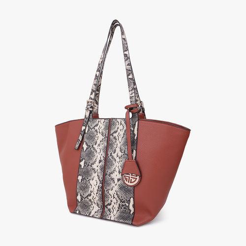 Women's Animal Textured Structured Tote Bag