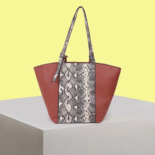 Women's Animal Textured Structured Tote Bag