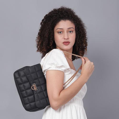 Women Textured Structured Sling Bag with Quilted