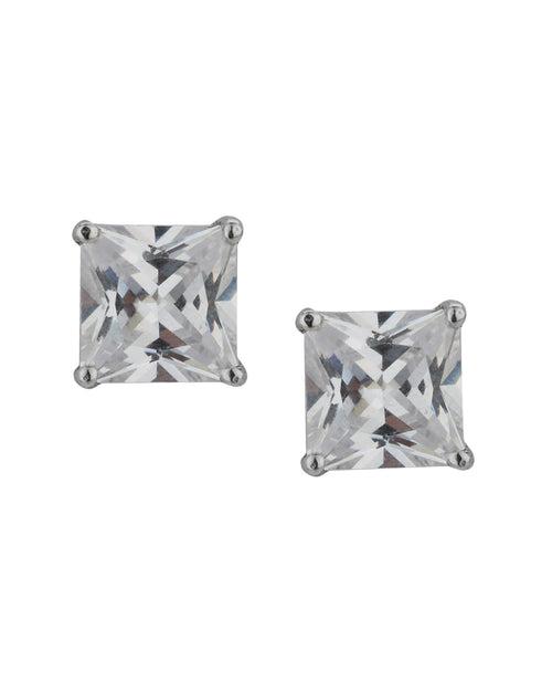 Carlton London Rhodium Plated Cz Set Of 2 Stud Earring For Women