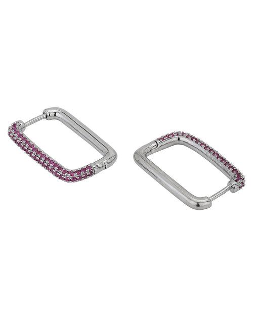 Carlton London Rhodium Plated Square Hoop Earring For Women