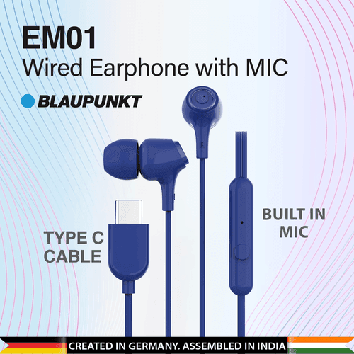 EM-01 Type C Wired Earphone with Noise Cancellation (Blue)