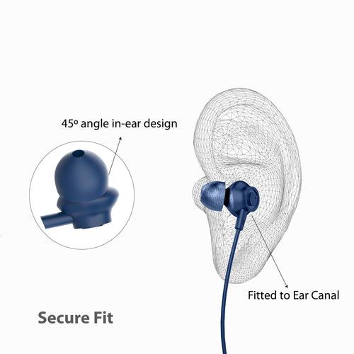 EM10 Wired Earphone with Advanced Noise Cancellation Mic (Blue)