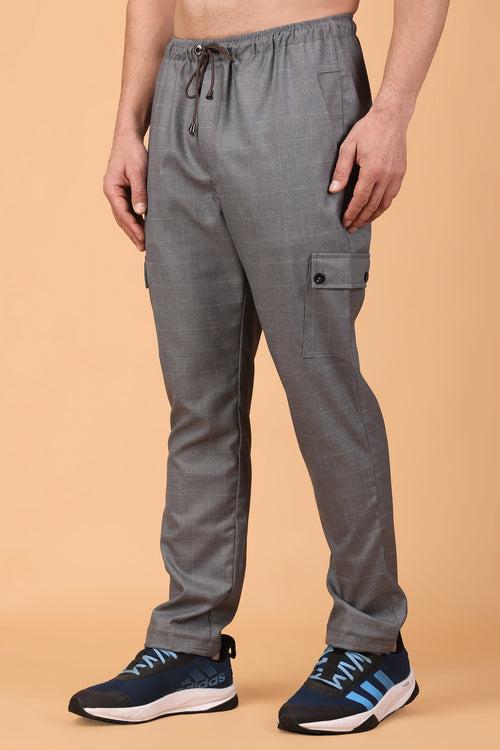 Graphite Checked Stretchable Cargo