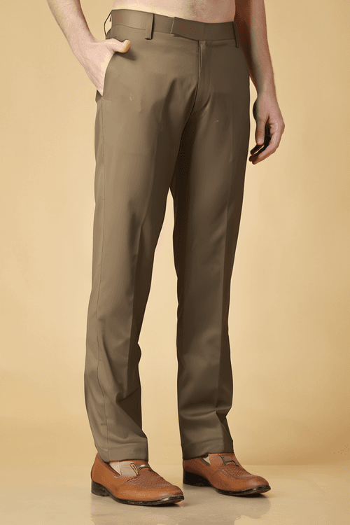 Desert Khakhi Solid Stretch Trouser