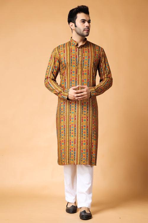 Mustard Meadow Printed Kurta