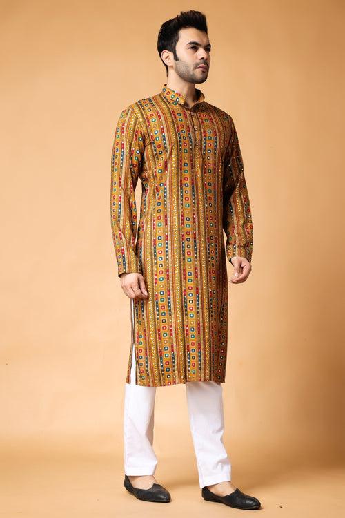 Mustard Meadow Printed Kurta