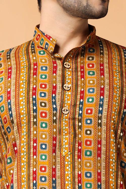 Mustard Meadow Printed Kurta