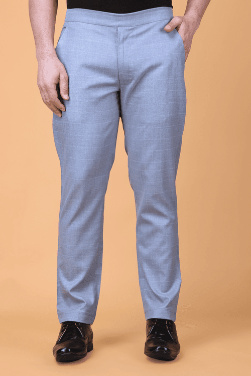 Grey Checked Comfort Fit Trousers