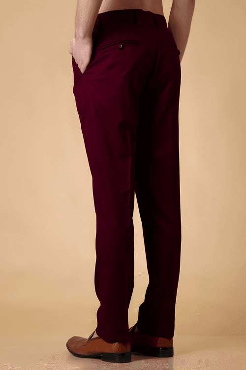 Windsor Wine Solid Stretch Trousers