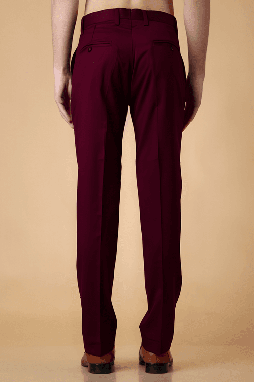 Windsor Wine Solid Stretch Trousers