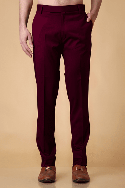 Windsor Wine Solid Stretch Trousers