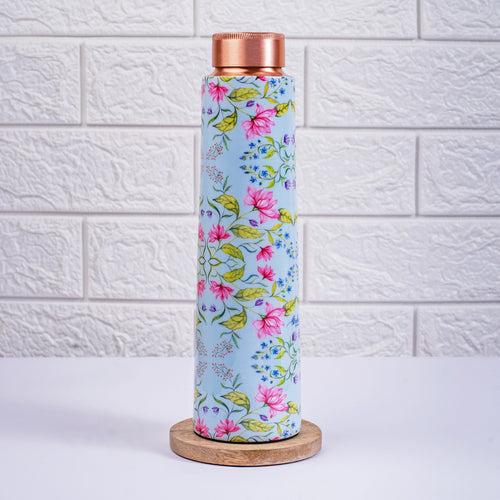 Summer Florescence Light Blue Copper Bottle and Tumblers - Gift Set