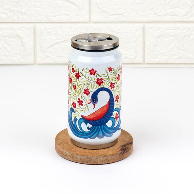 Enchanting Peacock Double Wall Vacuum Insulated Stainless Steel Can