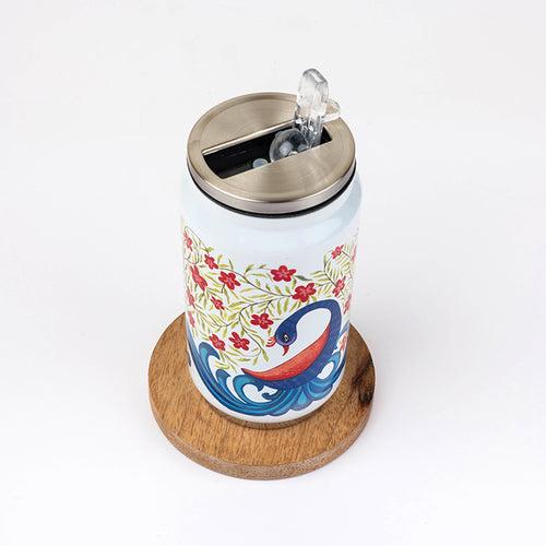 Enchanting Peacock Double Wall Vacuum Insulated Stainless Steel Can