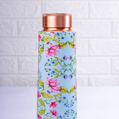 Summer Florescence Light Blue Copper Bottle and Tumbler Set