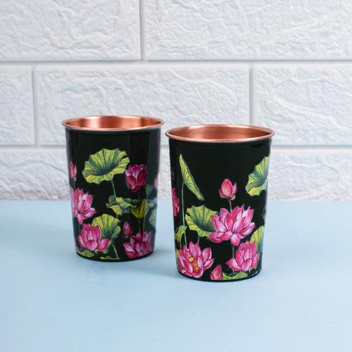 Lotus Field Copper Tumblers - Gift Set