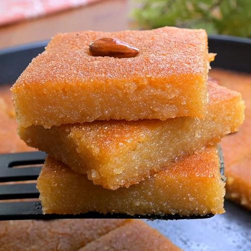 Almond Basbousa (Egyptian Semolina Cake)