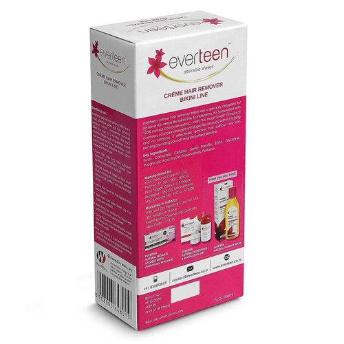 everteen Combo: Bikini Line Hair Remover Natural Crème (50g) and Natural Intimate Wash (105ml) for Women