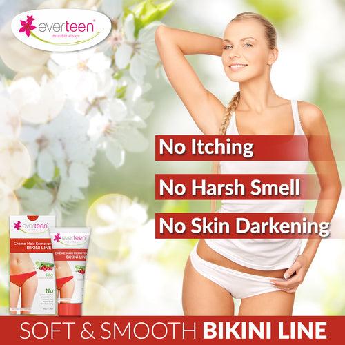 everteen Value Combo - Bikini Line Hair Removal Creme SILKY and Witch Hazel Intimate Wash 105ml for Moms