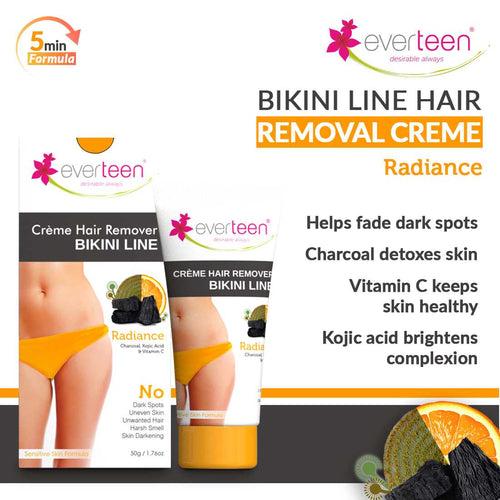 everteen RADIANCE Bikini Line Hair Remover Creme with Charcoal, Kojic Acid and Vitamin C
