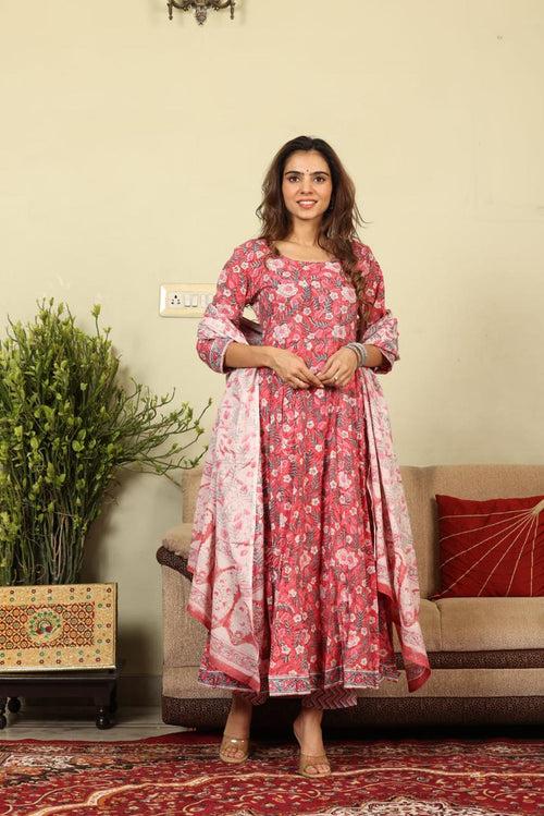 Nahida Anarkali Cotton Suit Set