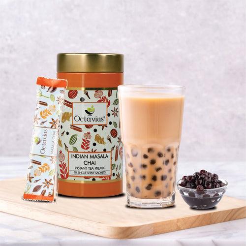 Bubble Tea Tapioca Pearls With Masala Chai Premix & 10 Straw