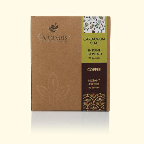 2 in 1 Instant Premix - Cardamom Chai and Coffee 50 Sachets (Economy Pack)