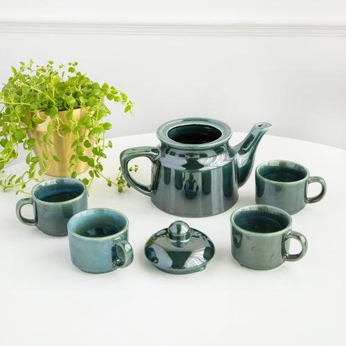 Ceramic 6 piece Morning Tea Set - Glossy Green