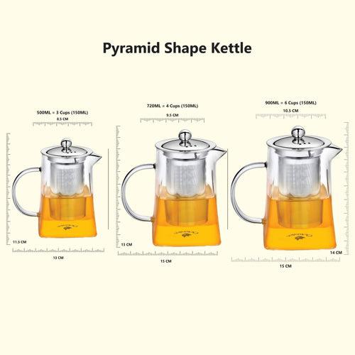Pyramid Shaped Borosilicate Glass Kettle With Steel Infuser - Large 900ML
