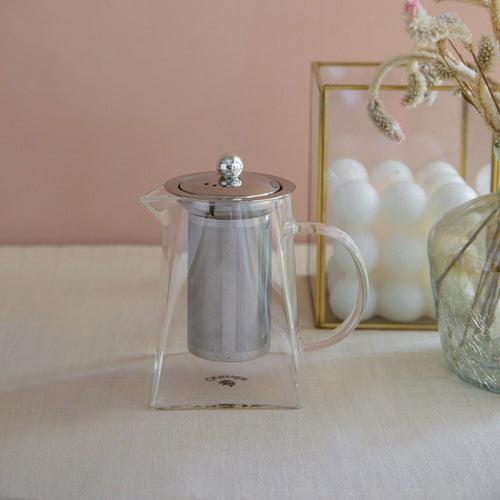 Pyramid Shaped Borosilicate Glass Kettle With Steel Infuser - Large 900ML